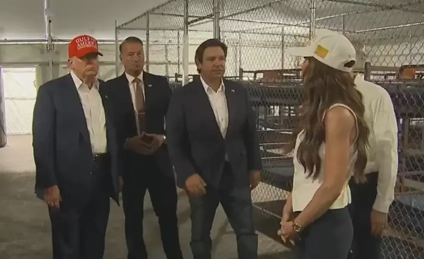 Alligator Alcatraz July 1, 2025 visit with President Donald Trump, Governor Ron DeSantis, Homeland Security Secretary Kristi Noem.